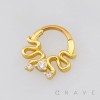 CURVING TWIN SNAKE CZ BEZEL SEPTUM CLICKER RING 316L SURGICAL STEEL